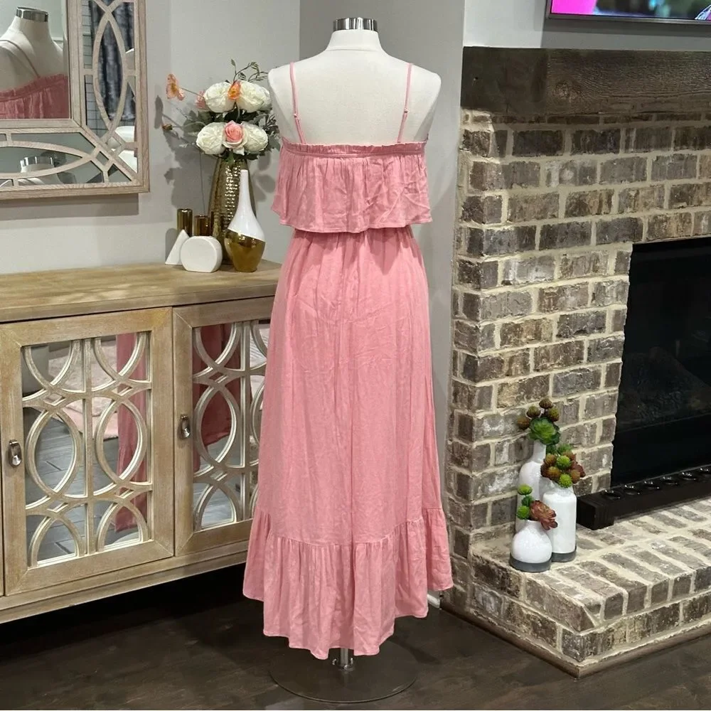 LULUS Women’s Sincerely Yours Blush Pink Ruffled Midi Dress in the Size Small - Picture 14 of 16